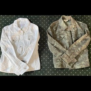 NWT *2* Style & Co Denim Jackets White and Camouflage Camo Size M